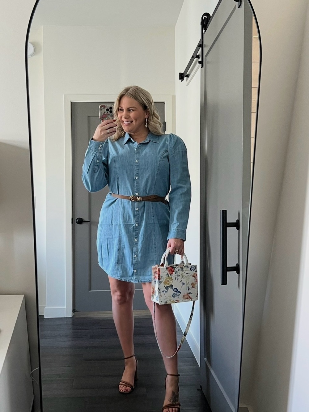 Express Light Blue Denim Shirt Mini Dress